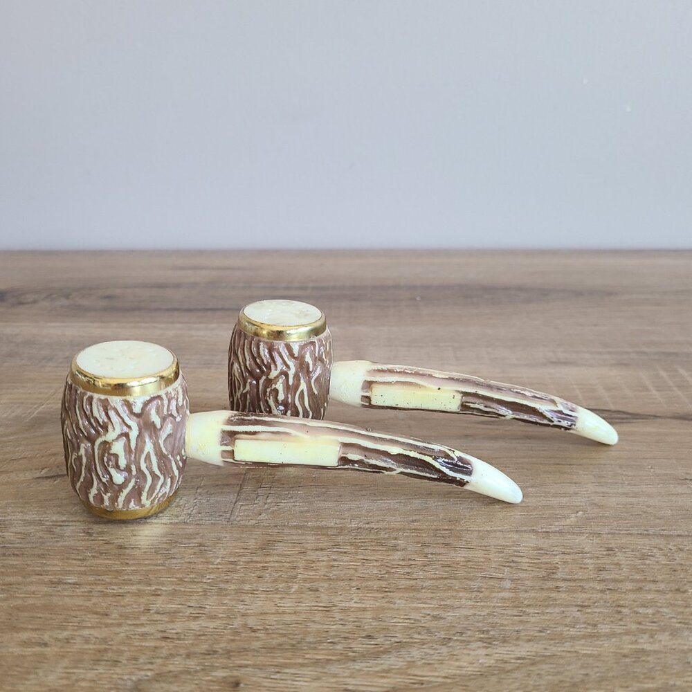 Vintage pipe shape salt & pepper shakers